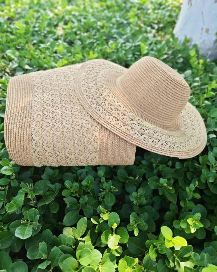 Sun hat with elegant crochet trim Bowlift