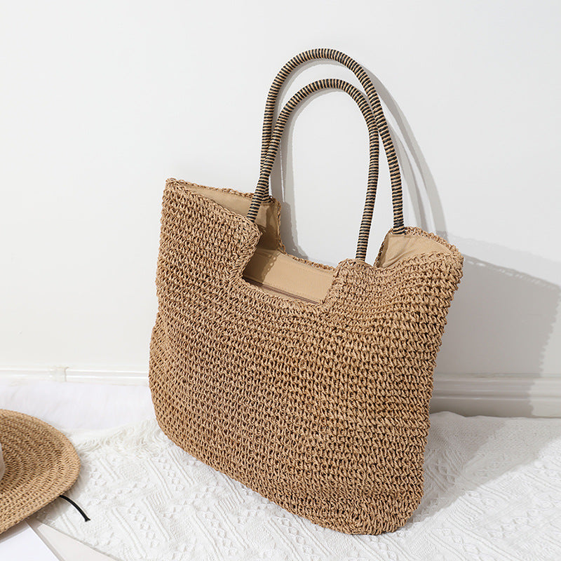 Handmade Massive Shopping Bag Made of Natural Material with Fashionable Scarf Bowlift