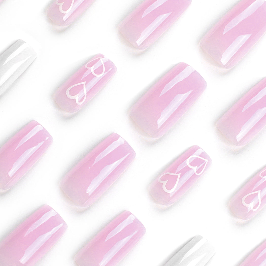 Artful Nail Extensions with Heart Patterns Bowlift