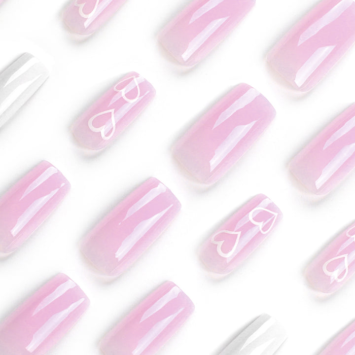 Artful Nail Extensions with Heart Patterns Bowlift