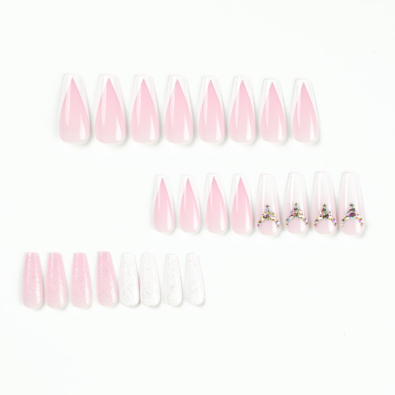 Artful Nail Extensions with Glitter and Rhinestone Accents Bowlift