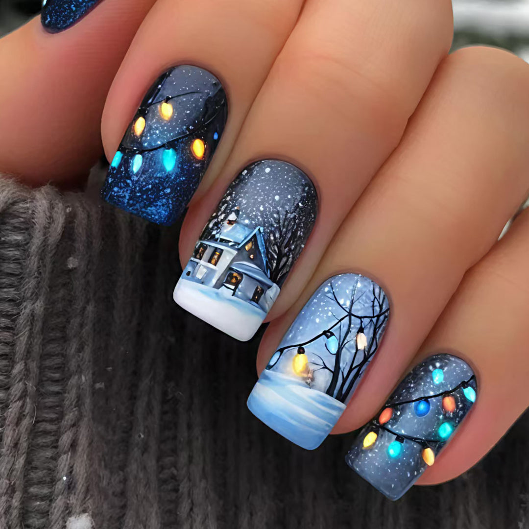 Winter Art Nails with Festive Snow Motif Bowlift