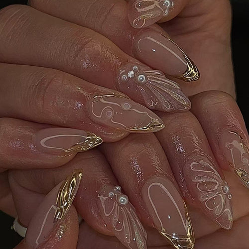 Artistic fingernails with curved decorations Bowlift