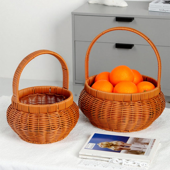 Women Handcrafted Storage Basket with Carrying Handle Bowlift