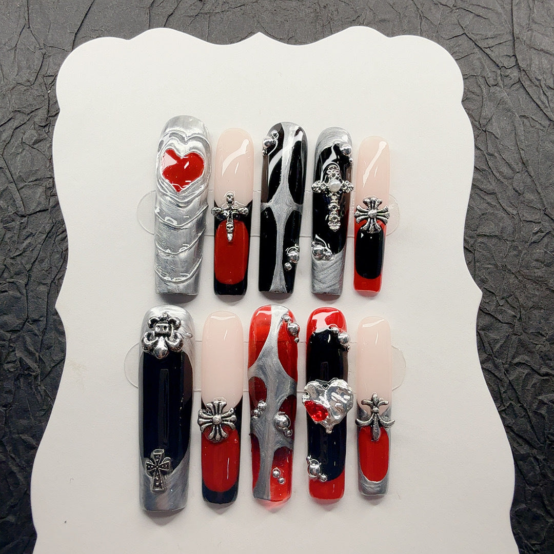 Gothic-Inspired 3D Decorative Press-On Nail Set