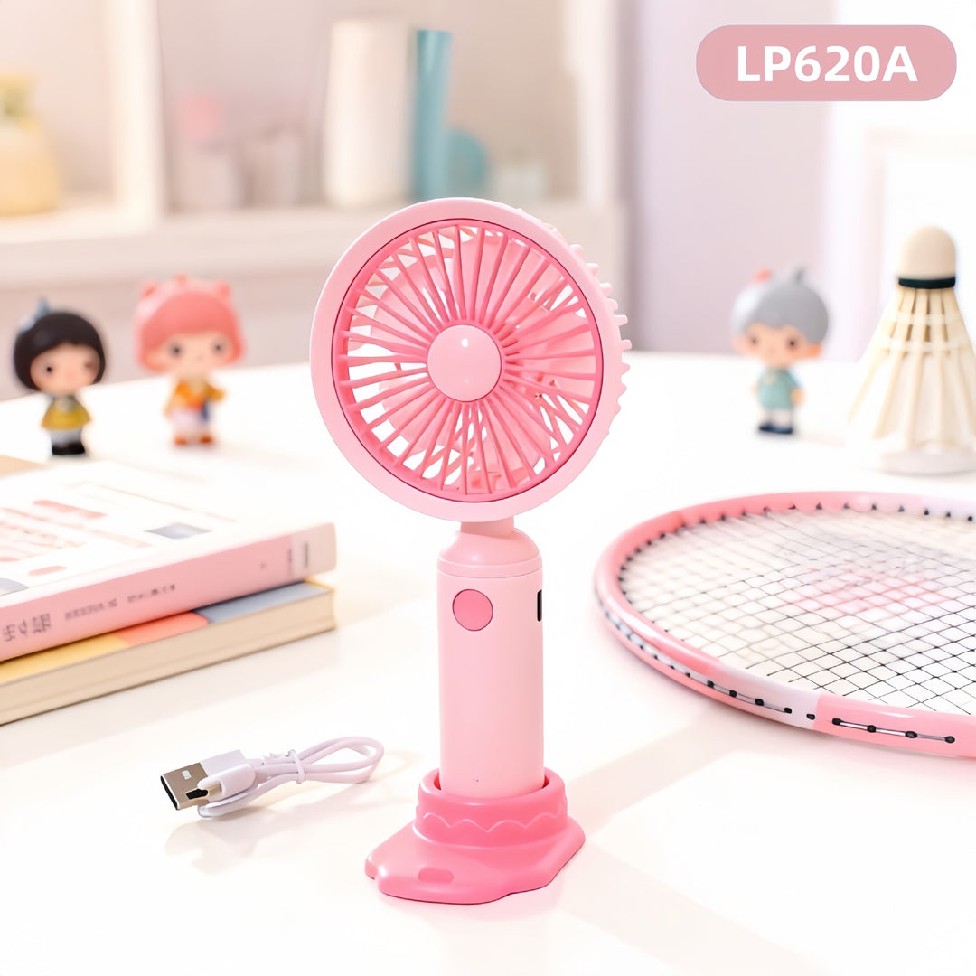Ladies Portable Hand Fan with USB Charging Function and Flexible Stand Bowlift