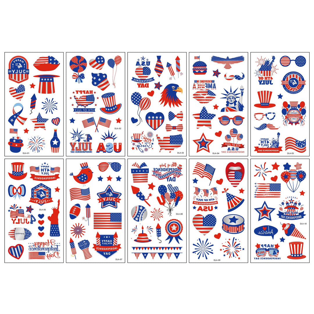Unisex nan patriotic multiple sticker sheets with USA symbols and self-adhesive vinyl Bowlift