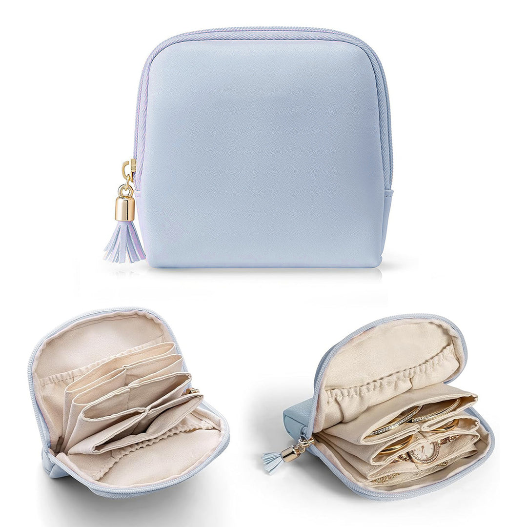 Cosmetic organizer with structured interior and elegant tassel Bowlift