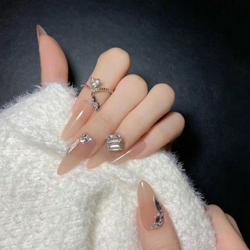 Glamorous and Elegant Artificial Nails with Crystal Accents Bowlift