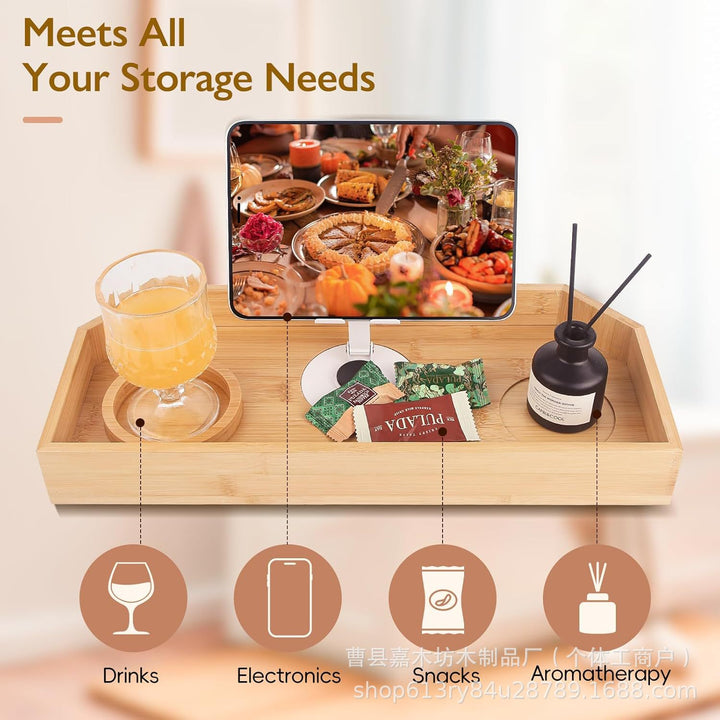 Adjustable Bamboo Bathtub Caddy With Foldable Tablet Stand And Drink Holder Bowlift