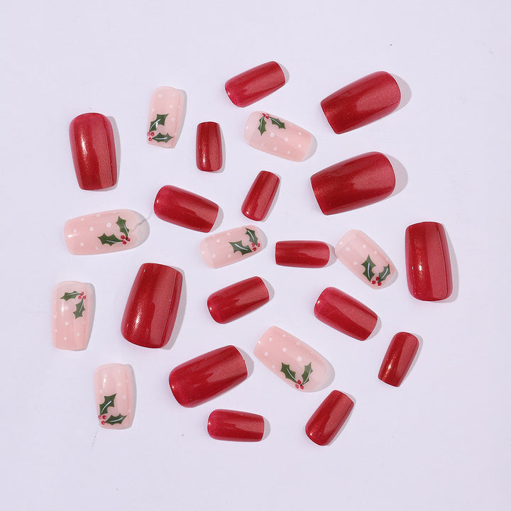 Artificial nail set with festive Christmas design and playful festive decoration Bowlift