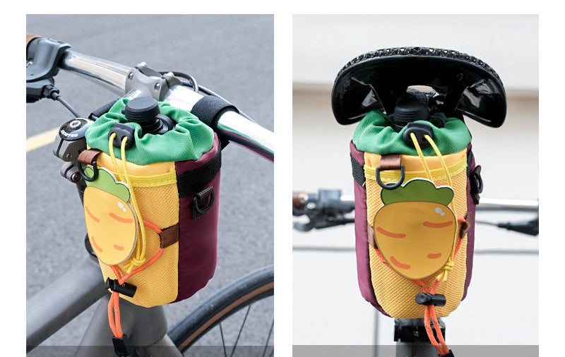 insulated kids water bottle carrier with drawstring closure and three universal attachment straps Bowlift