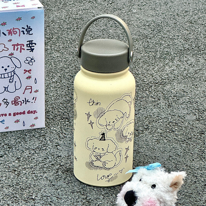 Women’s insulated drinking bottle with funny cat design Bowlift