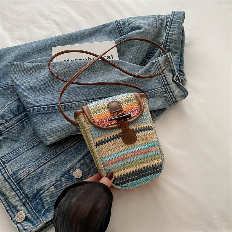Colorful Woven Crossbody Bag Bowlift