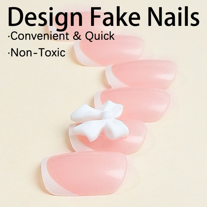 Elegant French Tip Press-On Nails Bowlift