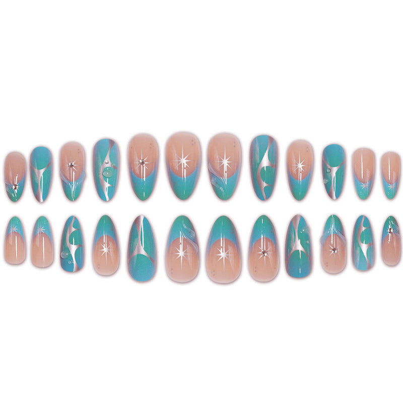 Artistic Stiletto Press-On Nails with Metallic Accents Bowlift