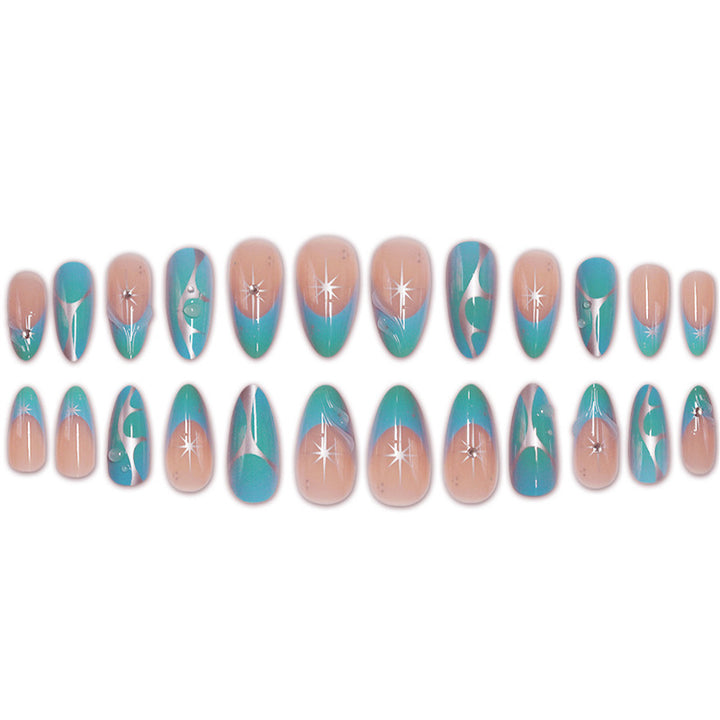 Artistic Stiletto Press-On Nails with Metallic Accents Bowlift