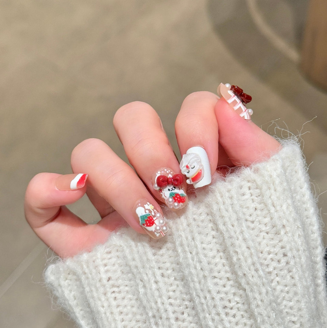 Whimsical Character-Themed Press-On Nail Art Bowlift