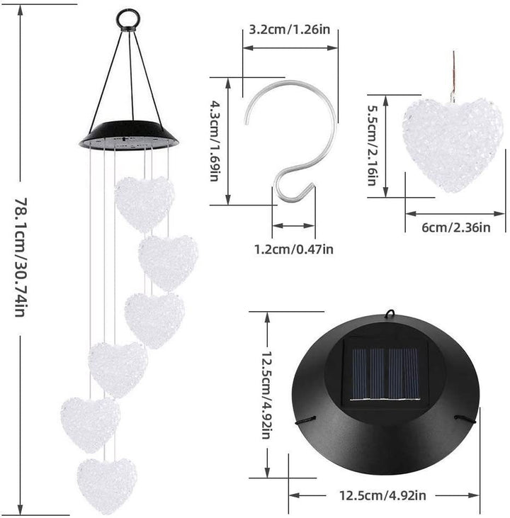 Solar-Powered Hanging Hummingbird LED Wind Chime With Color-Changing RGB Acrylic Birds And Weatherproof Top Bowlift