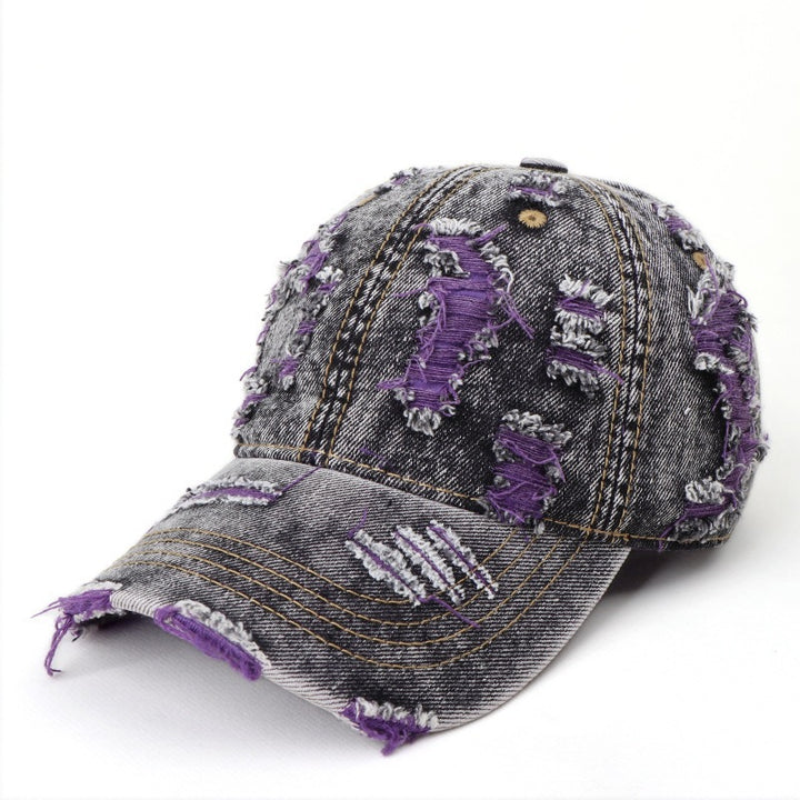 Women's Distressed Denim Baseball Cap Bowlift