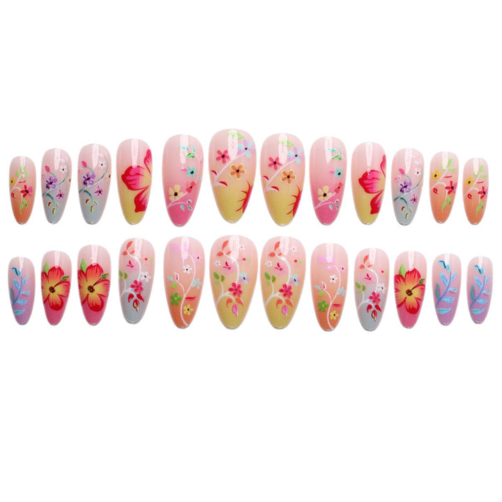 Artistic Nail Tips with Floral Designs Bowlift