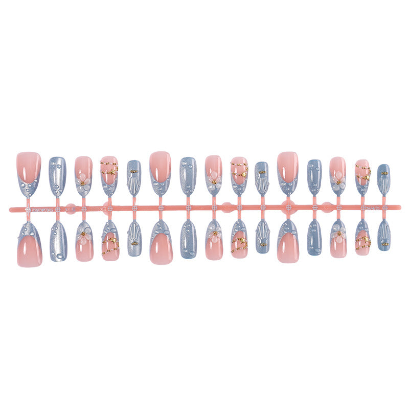Decorative Press-On Nail Art Set with Gem Accents Bowlift