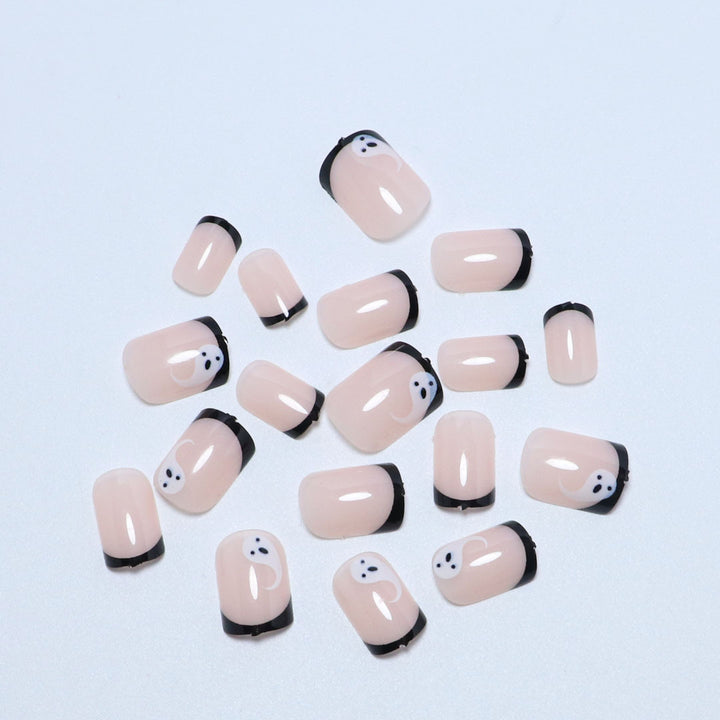 Artistic Ghost-Themed Press-On Nail Art Bowlift