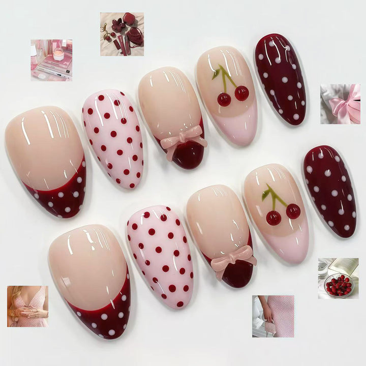 Artistic Cherry Design Press-On Nails Bowlift
