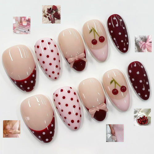 Artistic Cherry Design Press-On Nails Bowlift