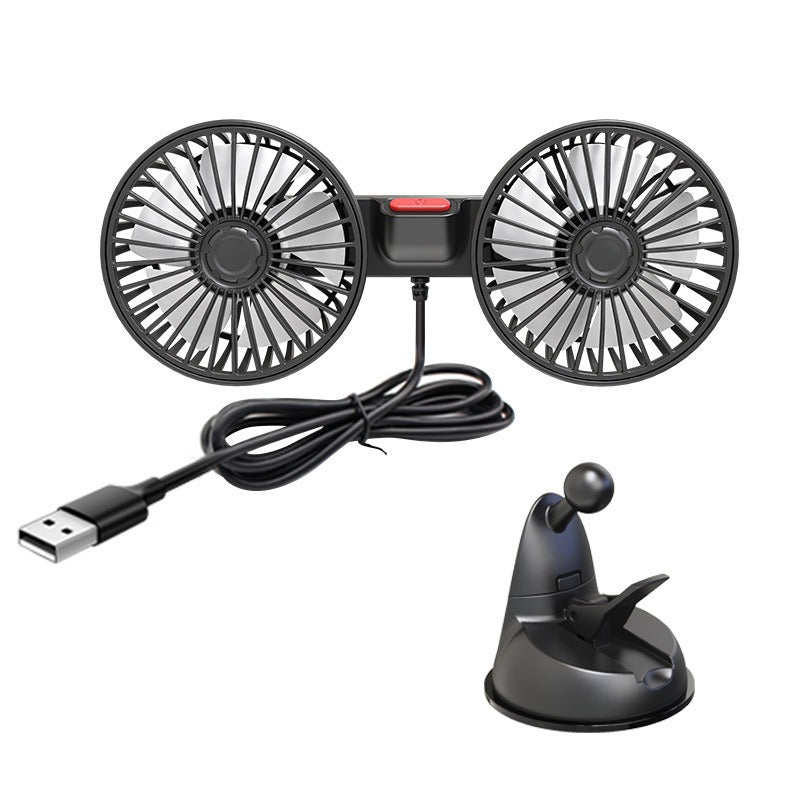 Unisex Dual-Head USB Car Air Vent Fan Bowlift