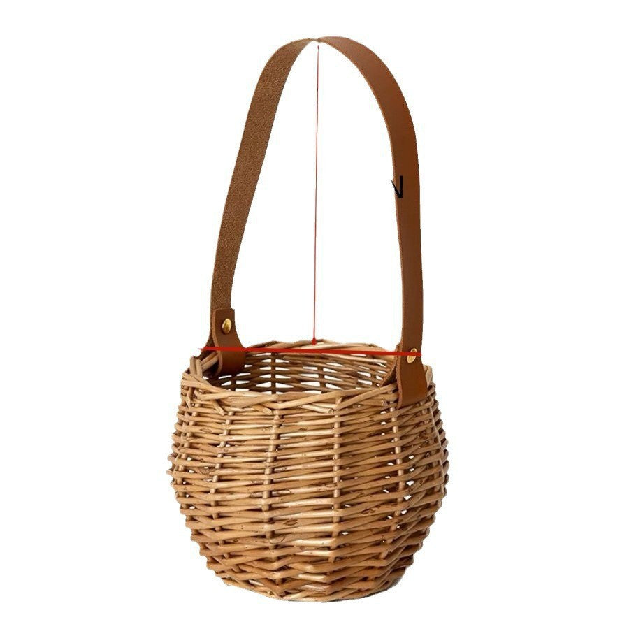 Ladies basket bag with tasteful leather handle Bowlift