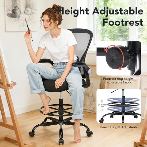 Space-Saving Flip-Up Arm Office Chair Bowlift