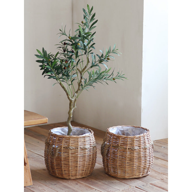 Rustic storage basket with hemp handles Bowlift