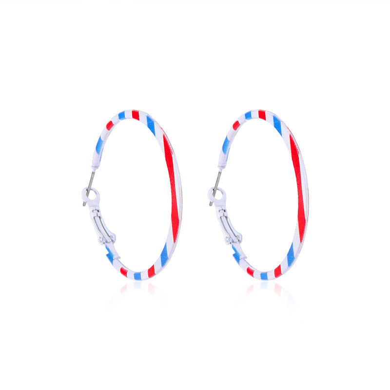 Women's star-shaped enamel earrings with USA flag motif and gold-plated fish Bowlift