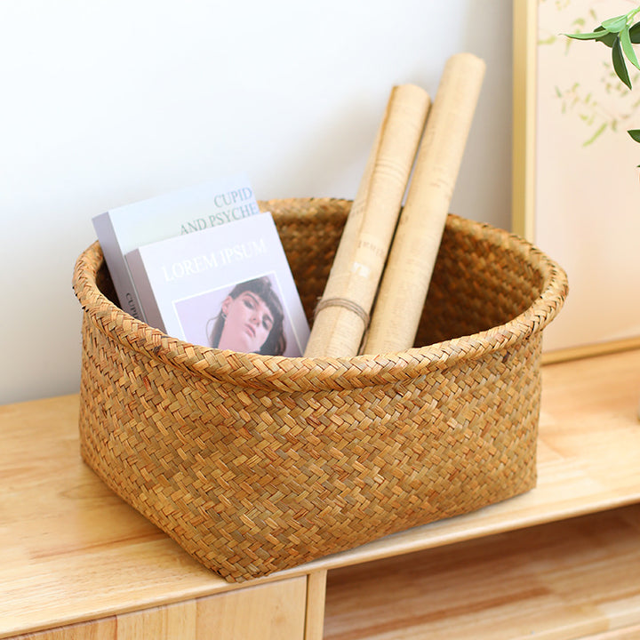 Unisex Natural Fiber Storage Basket with Wide Rim Bowlift
