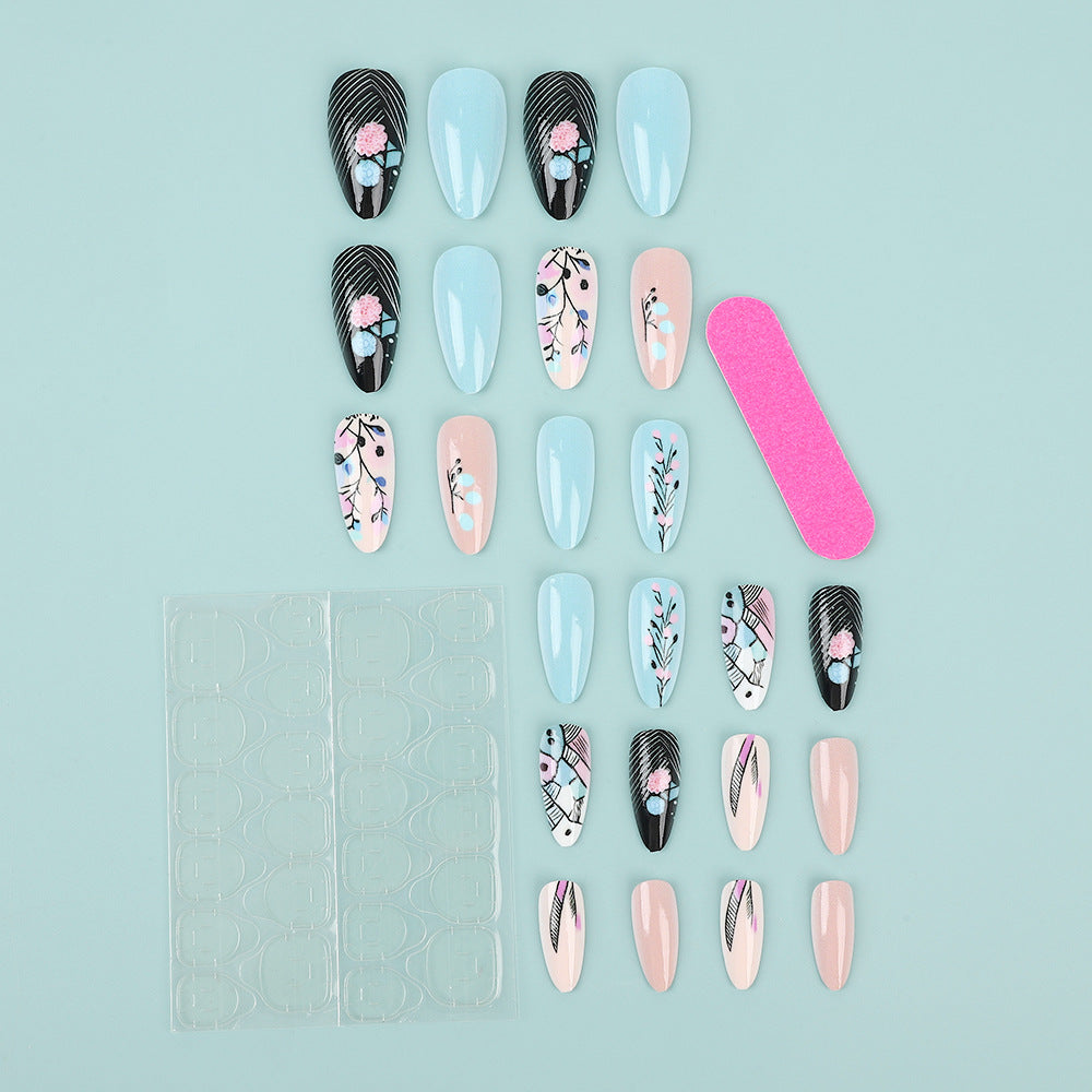 Artificial nails with floral accents Bowlift