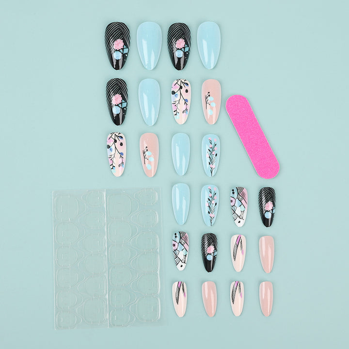 Artificial nails with floral accents Bowlift