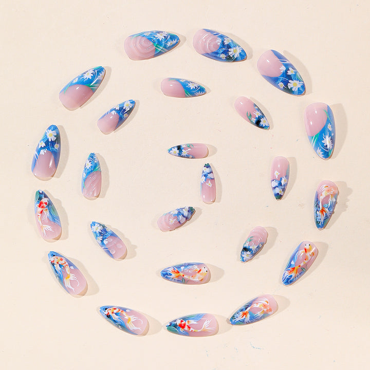3D Koi Fish Art Stiletto Nail Extensions Bowlift