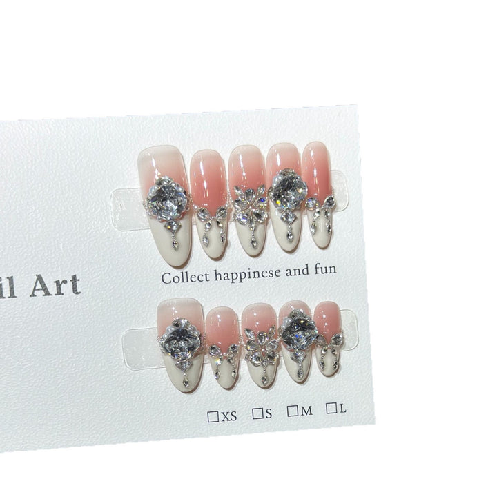 Glamorous Crystal-Embellished Stiletto Press-On Nails Bowlift