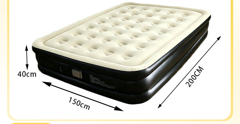 automatic inflate double flocked air mattress with integrated electric pump and raised edge comfort Bowlift