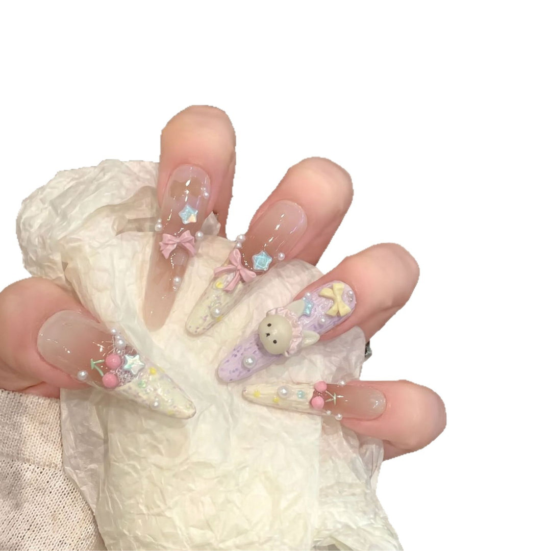 Themed Decorative Press-On Nails with 3D Accents Bowlift