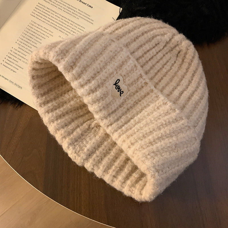 Cozy Knitted Love Patch Beanie
