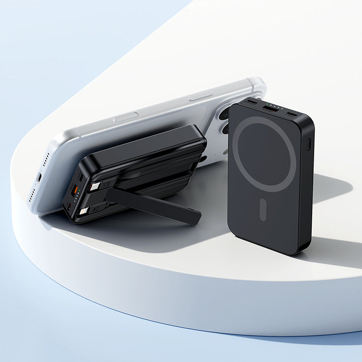 Portable power bank with magnetic function and integrated stand Bowlift