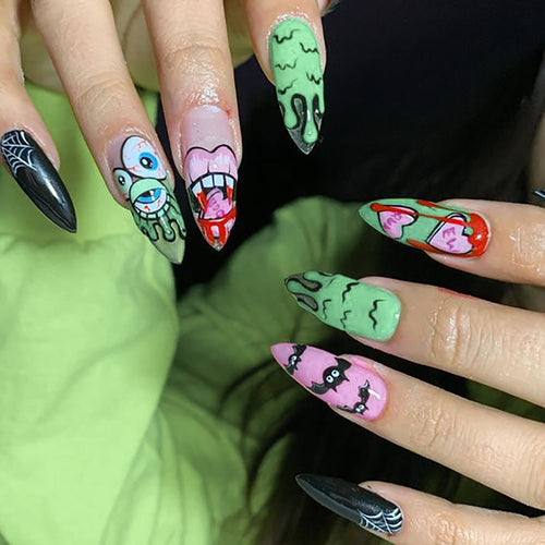 Creative Halloween-Themed Stiletto Press-On Nails Bowlift