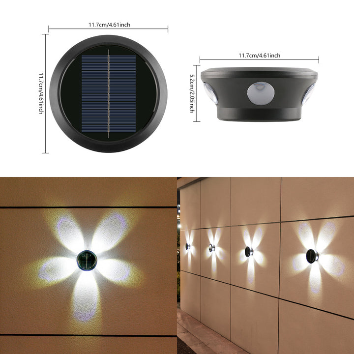 Outdoor Solar Wall Light Multi-Beam LED Decorative Accent Bowlift