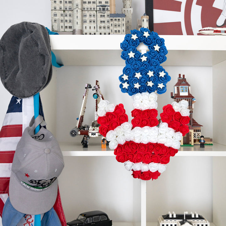 Unisex nan patriotic pom pom front door wreath with star embellishments Bowlift