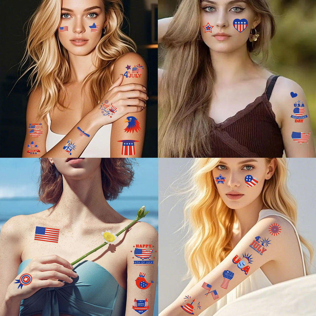Unisex nan patriotic multiple sticker sheets with USA symbols and self-adhesive vinyl Bowlift