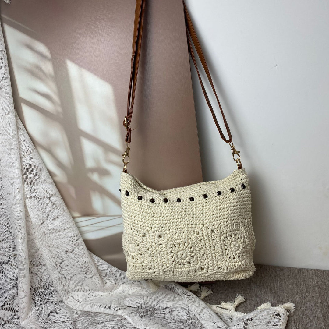 Handcrafted shoulder bag with unique crochet pattern Bowlift