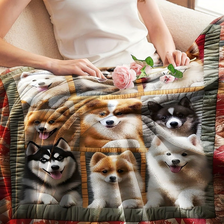 Cute Dog-Themed Plush Throw Blanket