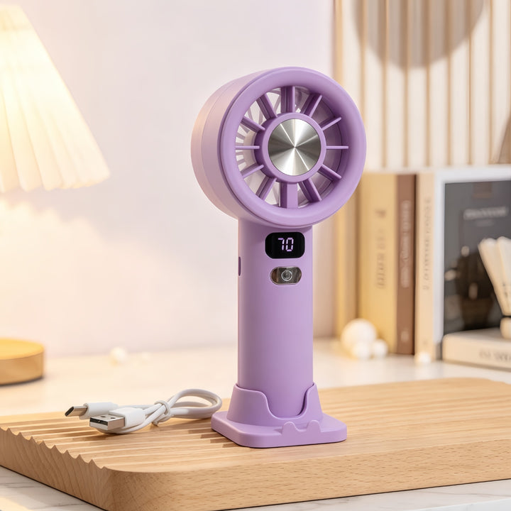 Ladies portable hand fan with LCD display and USB charging function Bowlift